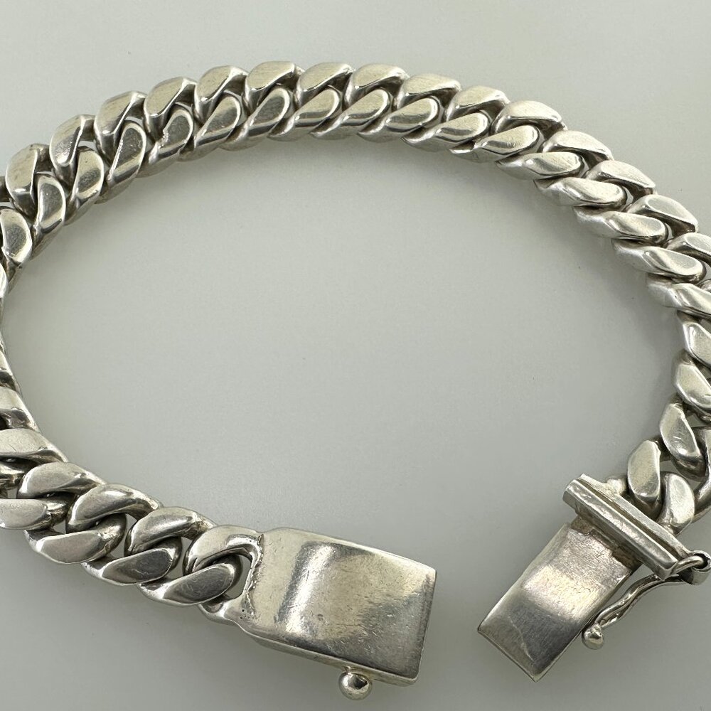 925 Sterling Silver Men's Heavy Cuban Chain Bracelet - 8.5", 49.32g